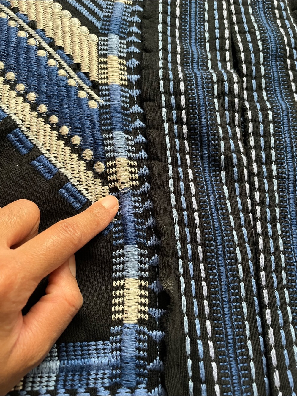 Johnny Was sz Small french Terry mixed media embroidered blue no button jacket - Picture 7 of 16